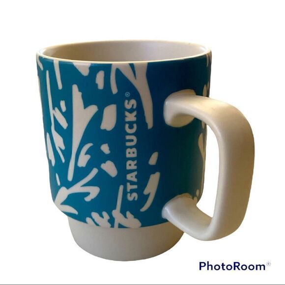 Starbucks Abstract Floral Pattern Stackable 12oz Blue Coffee Mug - Picture 5 of 5